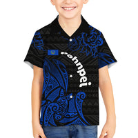 Pohnpei Federated States Of Micronesia Family Matching Long Sleeve Bodycon Dress and Hawaiian Shirt Polynesian Tribal Heritage Art With Blue Island Tattoo Patterns