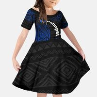 Pohnpei Federated States Of Micronesia Family Matching Mermaid Dress and Hawaiian Shirt Polynesian Tribal Heritage Art With Blue Island Tattoo Patterns
