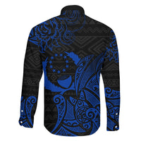 Pohnpei Federated States Of Micronesia Family Matching Off Shoulder Short Dress and Hawaiian Shirt Polynesian Tribal Heritage Art With Blue Island Tattoo Patterns