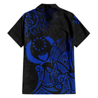 Pohnpei Federated States Of Micronesia Family Matching Tank Maxi Dress and Hawaiian Shirt Polynesian Tribal Heritage Art With Blue Island Tattoo Patterns