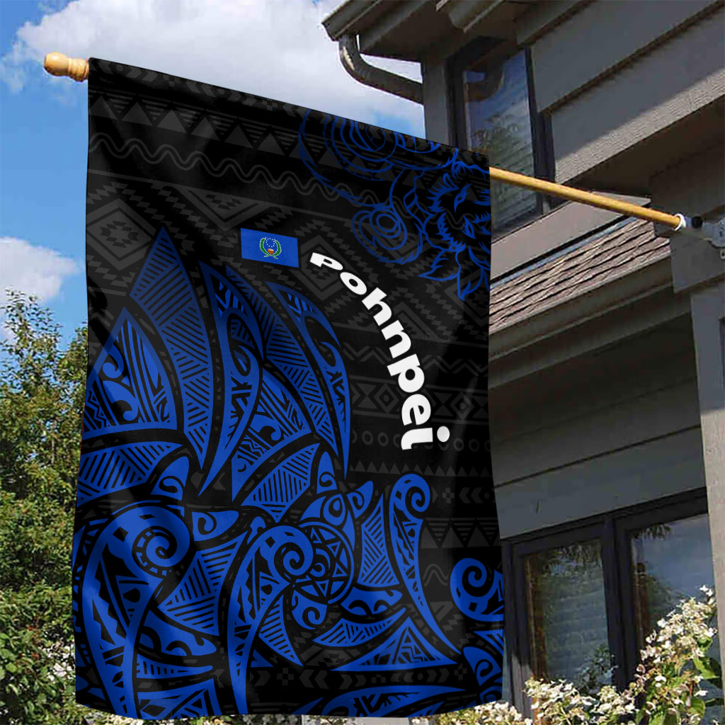 Pohnpei Federated States Of Micronesia Garden Flag Polynesian Tribal Heritage Art With Blue Island Tattoo Patterns