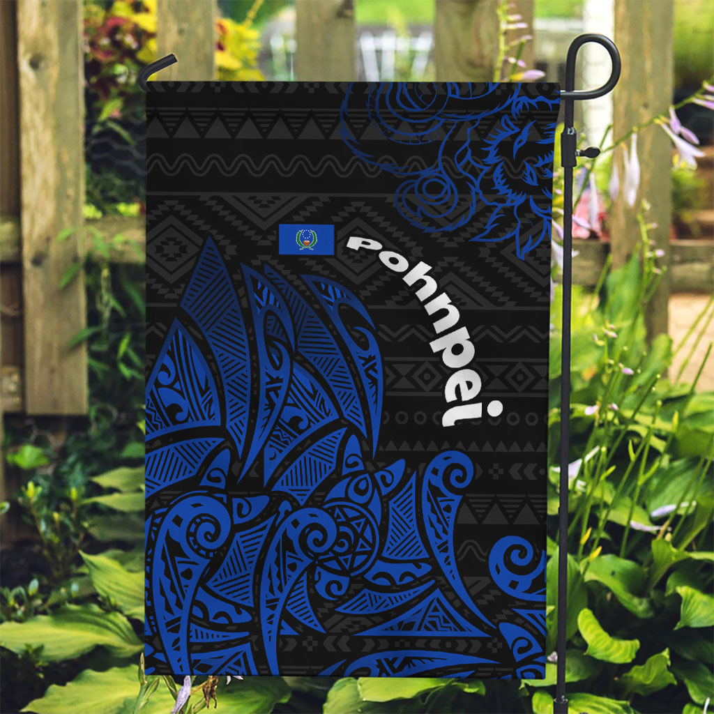 Pohnpei Federated States Of Micronesia Garden Flag Polynesian Tribal Heritage Art With Blue Island Tattoo Patterns