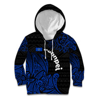 Pohnpei Federated States Of Micronesia Kid Hoodie Polynesian Tribal Heritage Art With Blue Island Tattoo Patterns