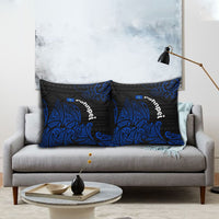 Pohnpei Federated States Of Micronesia Pillow Cover Polynesian Tribal Heritage Art With Blue Island Tattoo Patterns