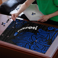 Pohnpei Federated States Of Micronesia Puzzle Polynesian Tribal Heritage Art With Blue Island Tattoo Patterns