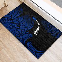 Pohnpei Federated States Of Micronesia Rubber Doormat Polynesian Tribal Heritage Art With Blue Island Tattoo Patterns