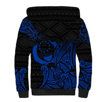 Pohnpei Federated States Of Micronesia Sherpa Hoodie Polynesian Tribal Heritage Art With Blue Island Tattoo Patterns