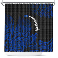 Pohnpei Federated States Of Micronesia Shower Curtain Polynesian Tribal Heritage Art With Blue Island Tattoo Patterns