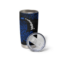 Pohnpei Federated States Of Micronesia Tumbler Cup Polynesian Tribal Heritage Art With Blue Island Tattoo Patterns