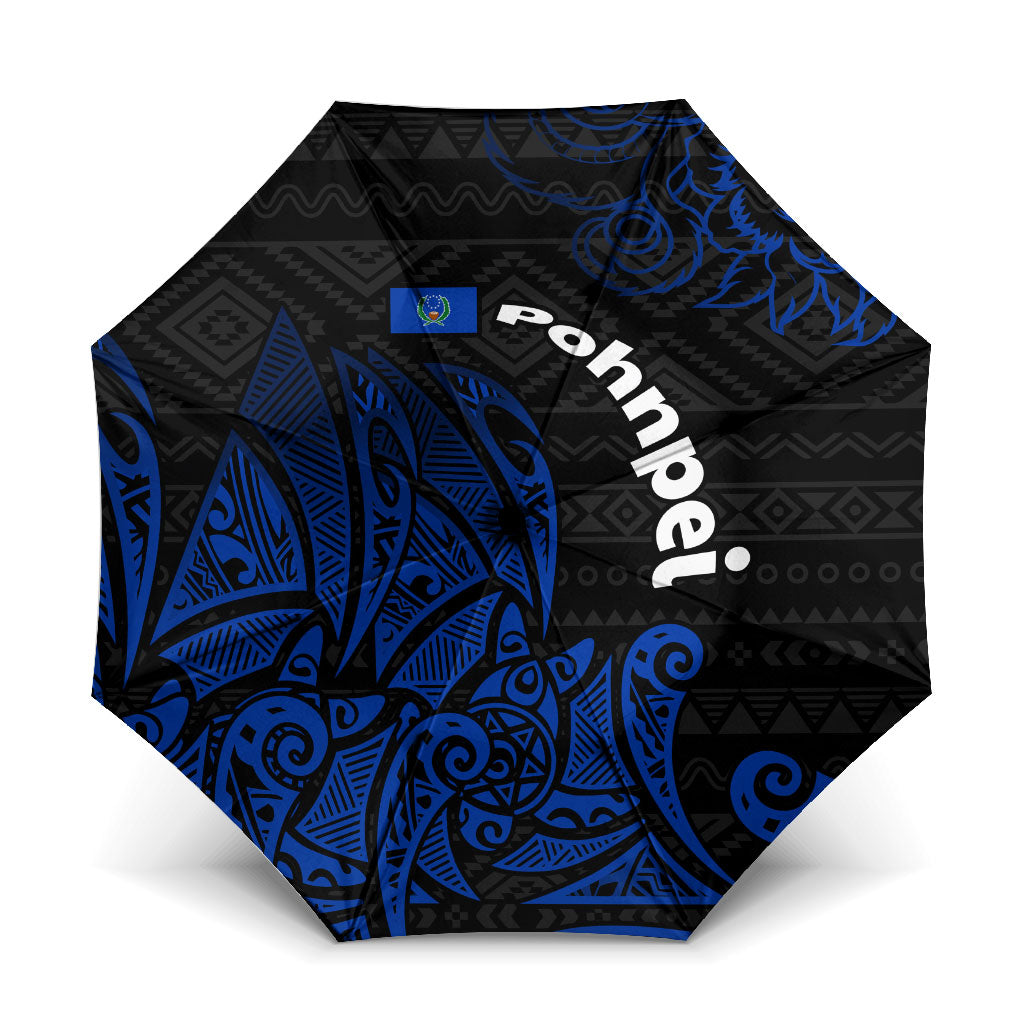 Pohnpei Federated States Of Micronesia Umbrella Polynesian Tribal Heritage Art With Blue Island Tattoo Patterns