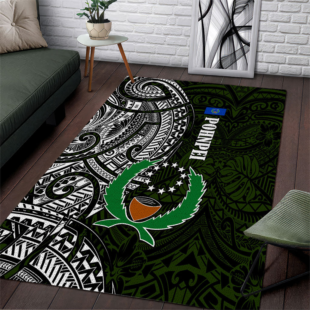 Pohnpei Federated States Of Micronesia Area Rug Polynesian Tribal Heritage Art With Kaselehlie State Seal
