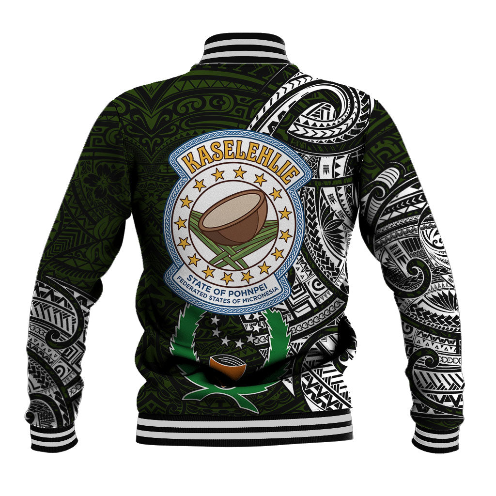 Pohnpei Federated States Of Micronesia Baseball Jacket Polynesian Tribal Heritage Art With Kaselehlie State Seal