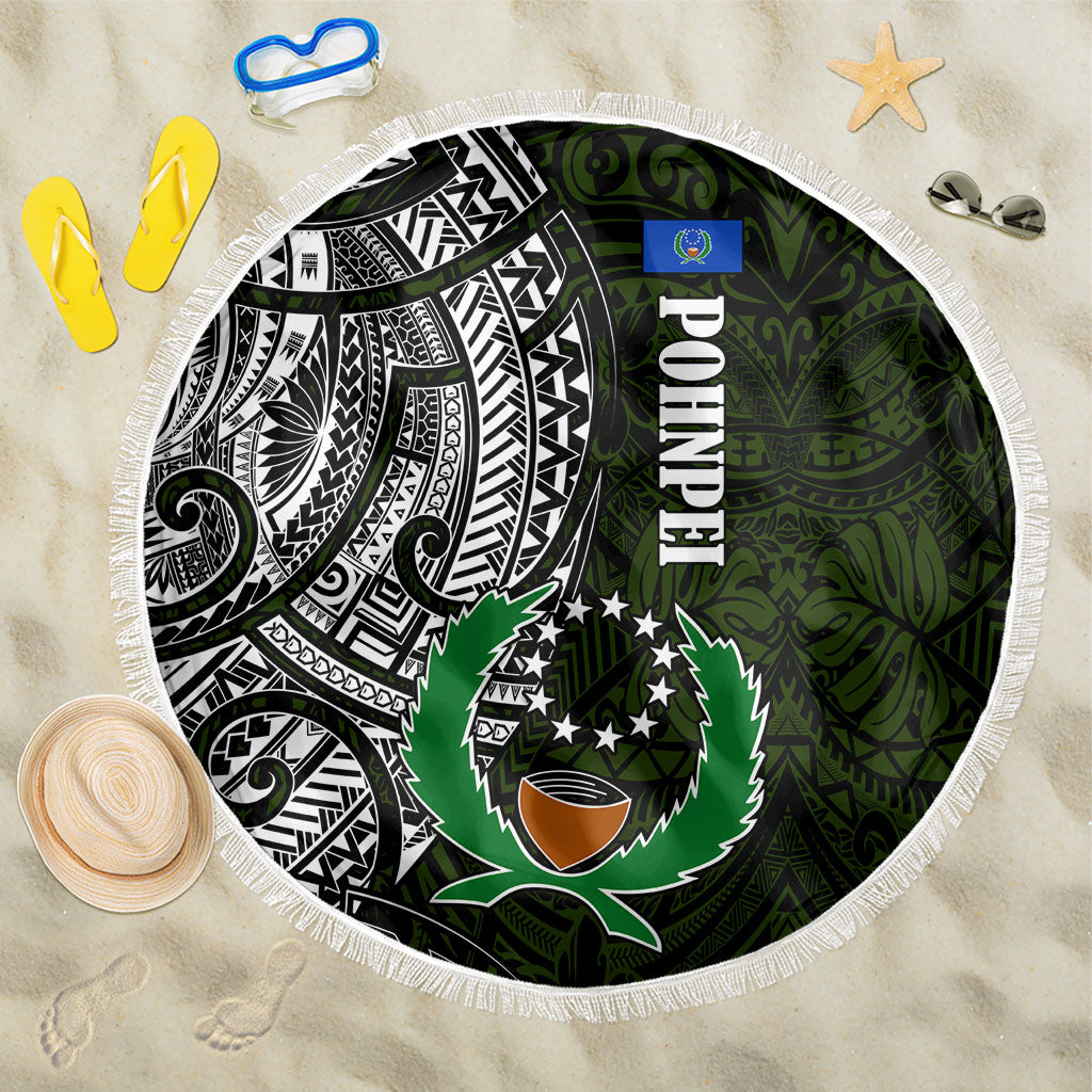 Pohnpei Federated States Of Micronesia Beach Blanket Polynesian Tribal Heritage Art With Kaselehlie State Seal