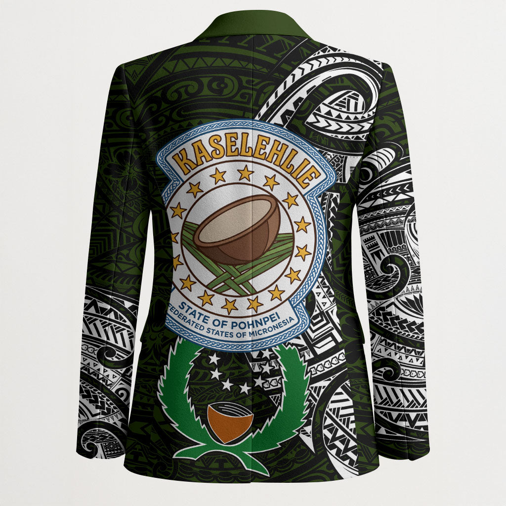 Pohnpei Federated States Of Micronesia Blazer Polynesian Tribal Heritage Art With Kaselehlie State Seal