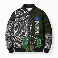 Pohnpei Federated States Of Micronesia Bomber Puffer Jacket Polynesian Tribal Heritage Art With Kaselehlie State Seal