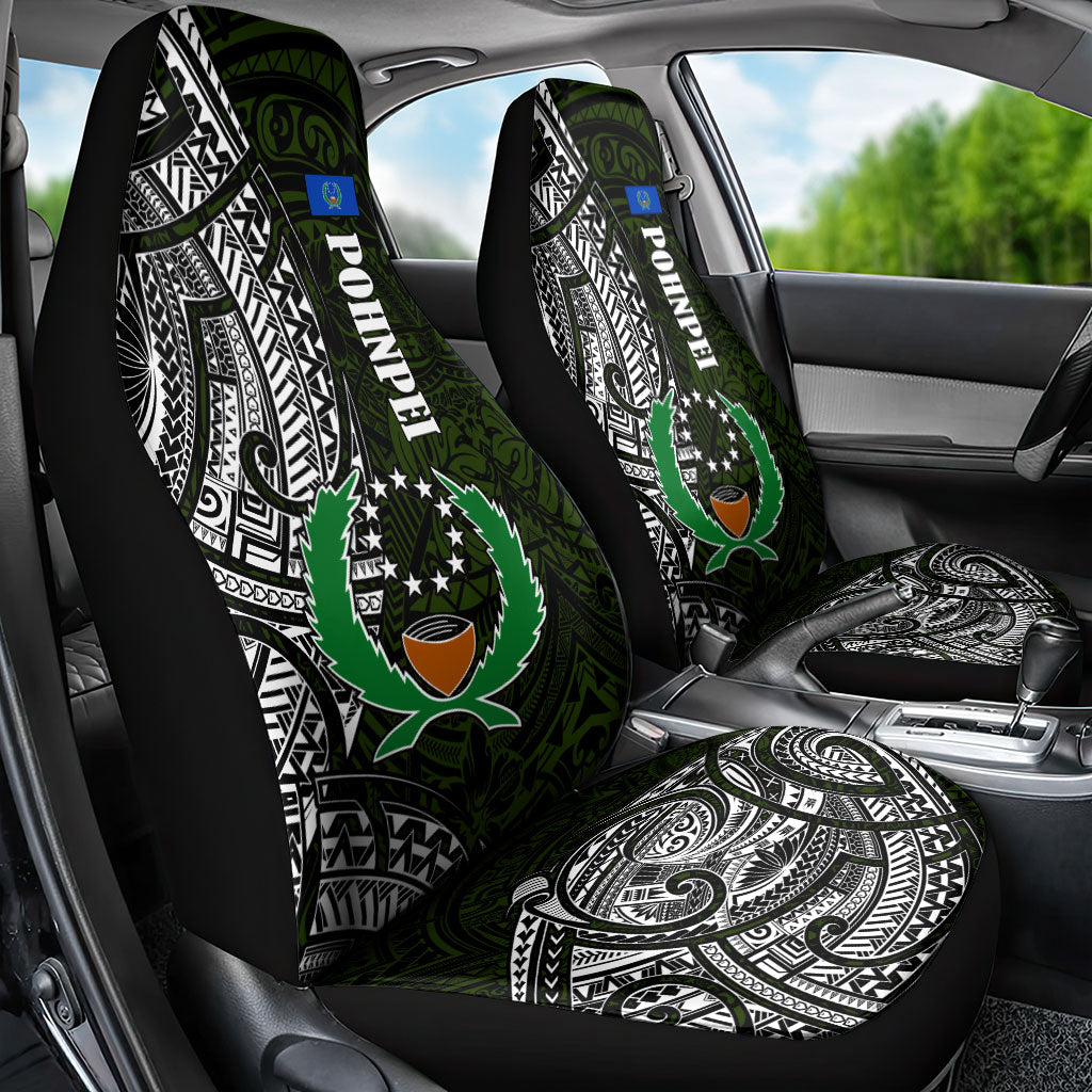 Pohnpei Federated States Of Micronesia Car Seat Cover Polynesian Tribal Heritage Art With Kaselehlie State Seal