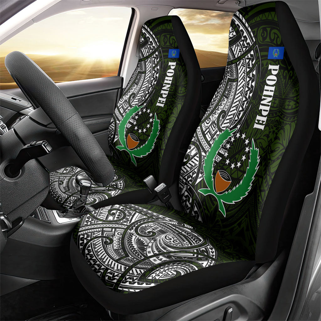 Pohnpei Federated States Of Micronesia Car Seat Cover Polynesian Tribal Heritage Art With Kaselehlie State Seal