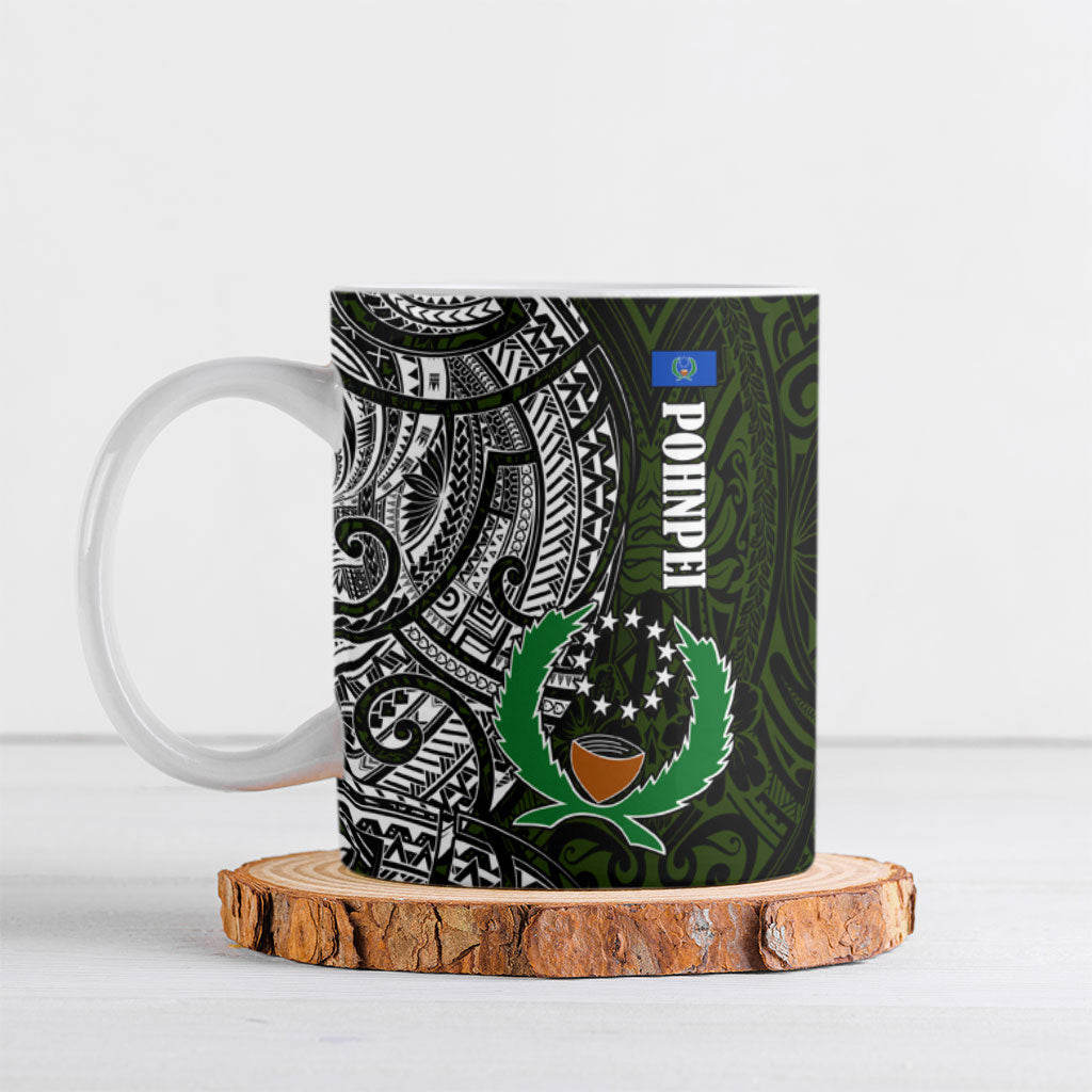 Pohnpei Federated States Of Micronesia Ceramic Mug Polynesian Tribal Heritage Art With Kaselehlie State Seal