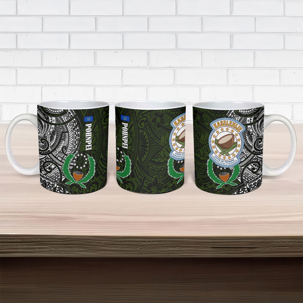 Pohnpei Federated States Of Micronesia Ceramic Mug Polynesian Tribal Heritage Art With Kaselehlie State Seal