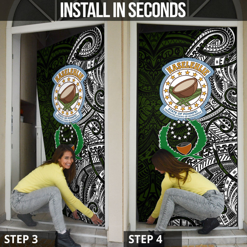 Pohnpei Federated States Of Micronesia Door Cover Polynesian Tribal Heritage Art With Kaselehlie State Seal