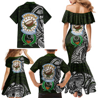 Pohnpei Federated States Of Micronesia Family Matching Mermaid Dress and Hawaiian Shirt Polynesian Tribal Heritage Art With Kaselehlie State Seal