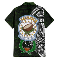 Pohnpei Federated States Of Micronesia Family Matching Off Shoulder Short Dress and Hawaiian Shirt Polynesian Tribal Heritage Art With Kaselehlie State Seal