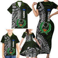 Pohnpei Federated States Of Micronesia Family Matching Short Sleeve Bodycon Dress and Hawaiian Shirt Polynesian Tribal Heritage Art With Kaselehlie State Seal