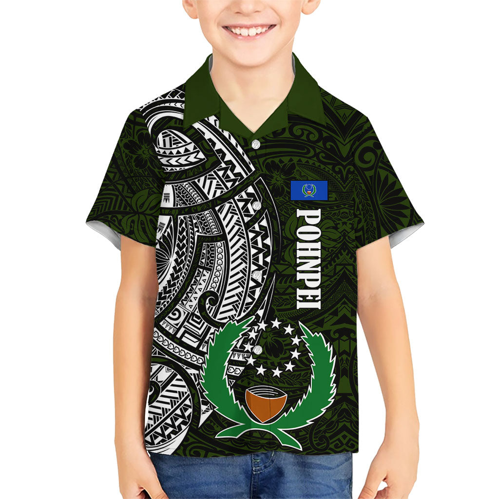 Pohnpei Federated States Of Micronesia Family Matching Summer Maxi Dress and Hawaiian Shirt Polynesian Tribal Heritage Art With Kaselehlie State Seal