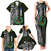 Pohnpei Federated States Of Micronesia Family Matching Tank Maxi Dress and Hawaiian Shirt Polynesian Tribal Heritage Art With Kaselehlie State Seal