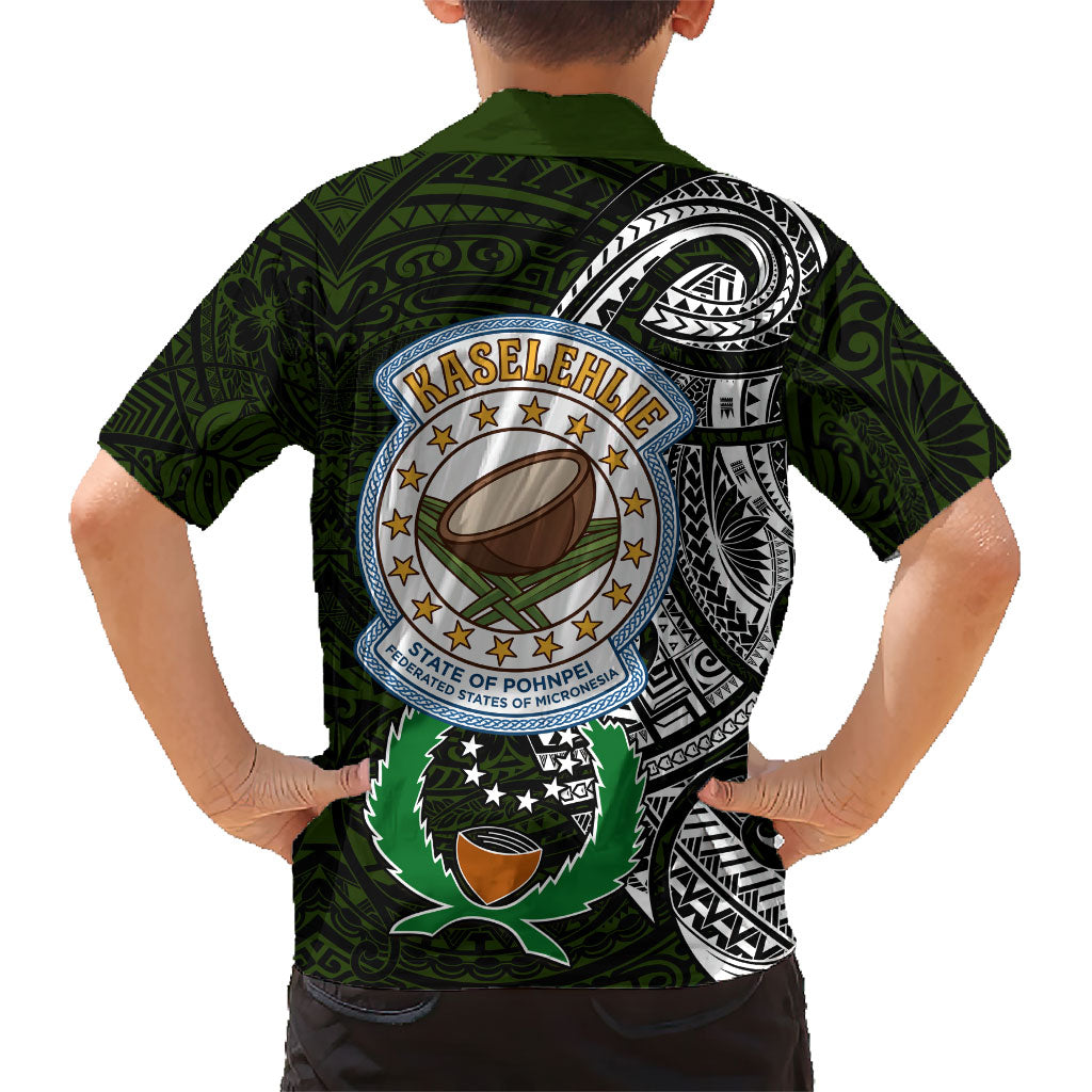 Pohnpei Federated States Of Micronesia Kid Hawaiian Shirt Polynesian Tribal Heritage Art With Kaselehlie State Seal