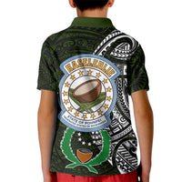 Pohnpei Federated States Of Micronesia Kid Polo Shirt Polynesian Tribal Heritage Art With Kaselehlie State Seal