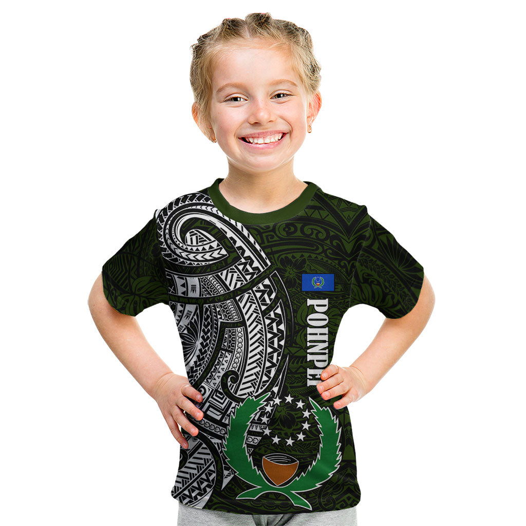 Pohnpei Federated States Of Micronesia Kid T Shirt Polynesian Tribal Heritage Art With Kaselehlie State Seal
