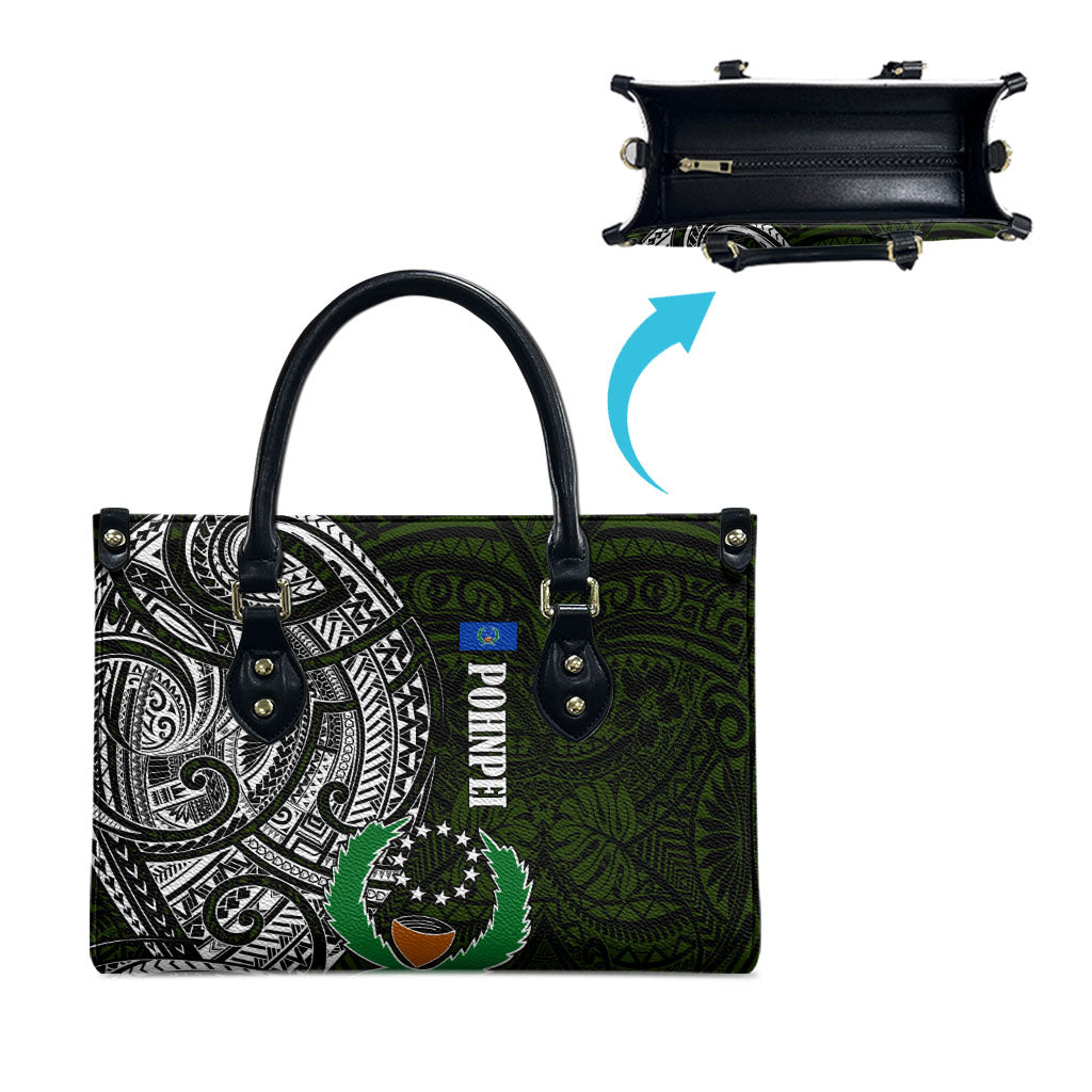 Pohnpei Federated States Of Micronesia Leather Bag Polynesian Tribal Heritage Art With Kaselehlie State Seal