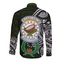 Pohnpei Federated States Of Micronesia Long Sleeve Button Shirt Polynesian Tribal Heritage Art With Kaselehlie State Seal