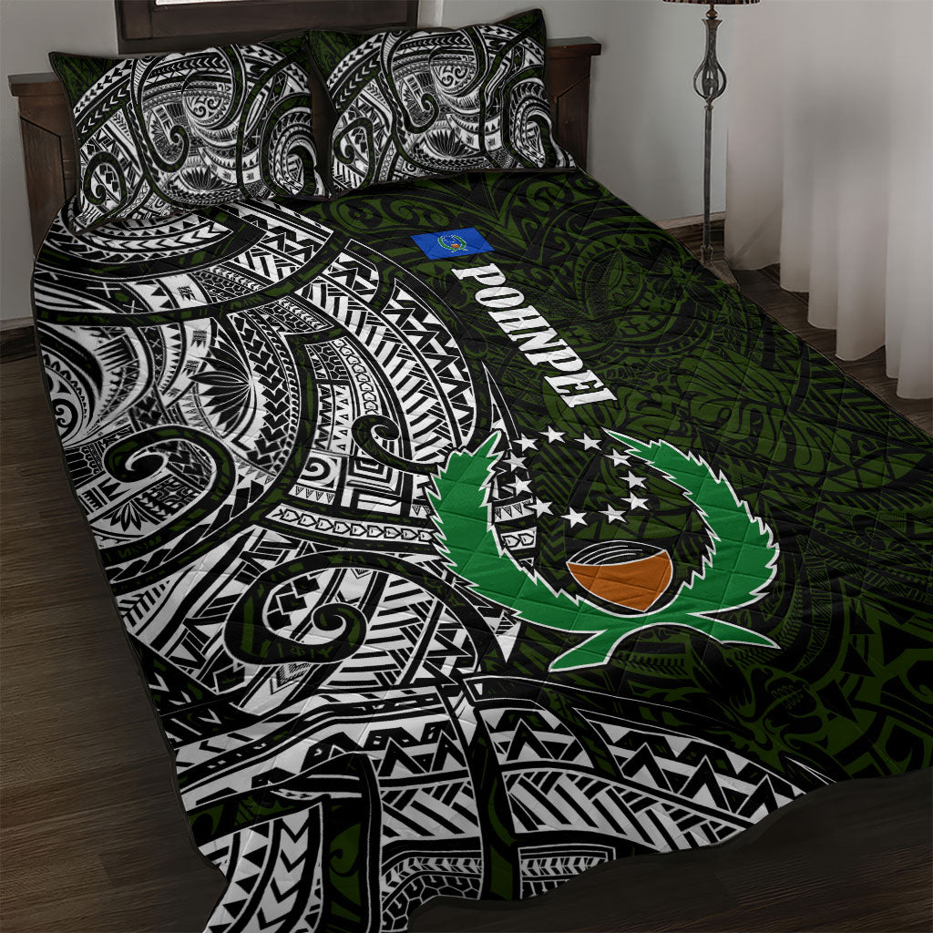 Pohnpei Federated States Of Micronesia Quilt Bed Set Polynesian Tribal Heritage Art With Kaselehlie State Seal