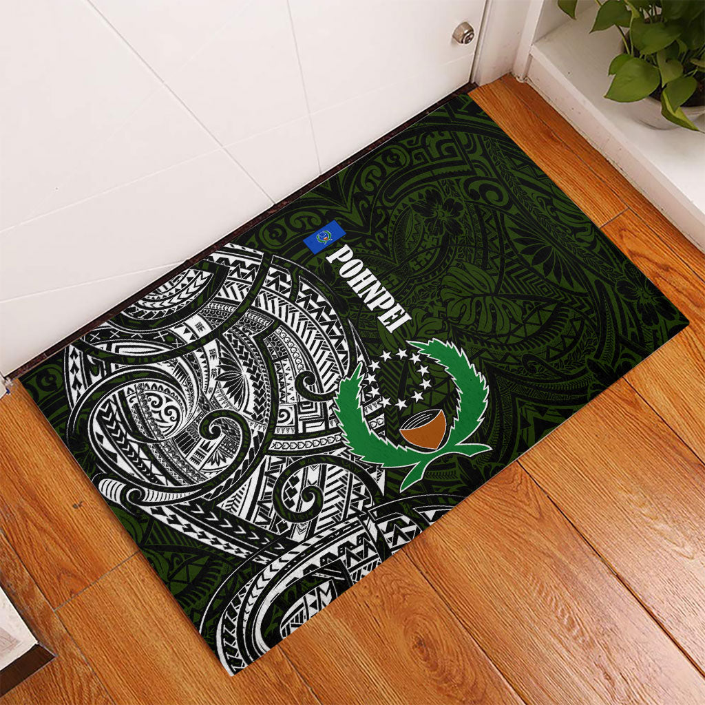 Pohnpei Federated States Of Micronesia Rubber Doormat Polynesian Tribal Heritage Art With Kaselehlie State Seal