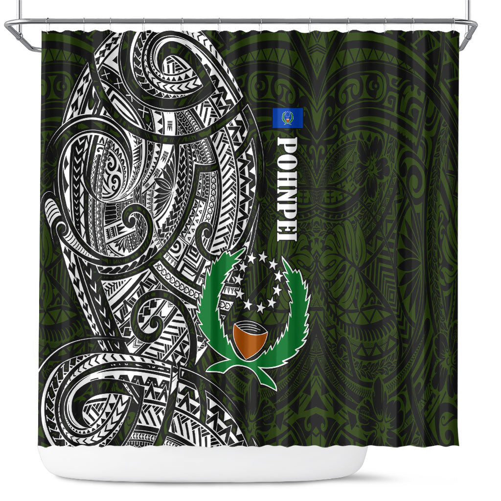 Pohnpei Federated States Of Micronesia Shower Curtain Polynesian Tribal Heritage Art With Kaselehlie State Seal