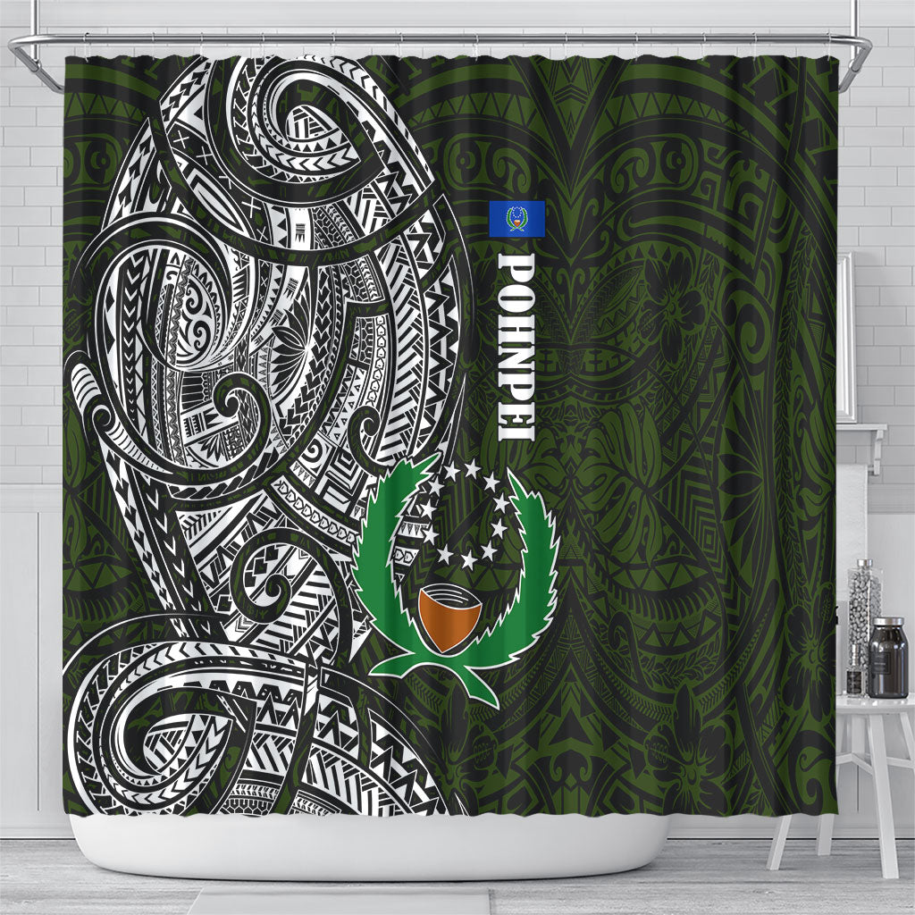 Pohnpei Federated States Of Micronesia Shower Curtain Polynesian Tribal Heritage Art With Kaselehlie State Seal
