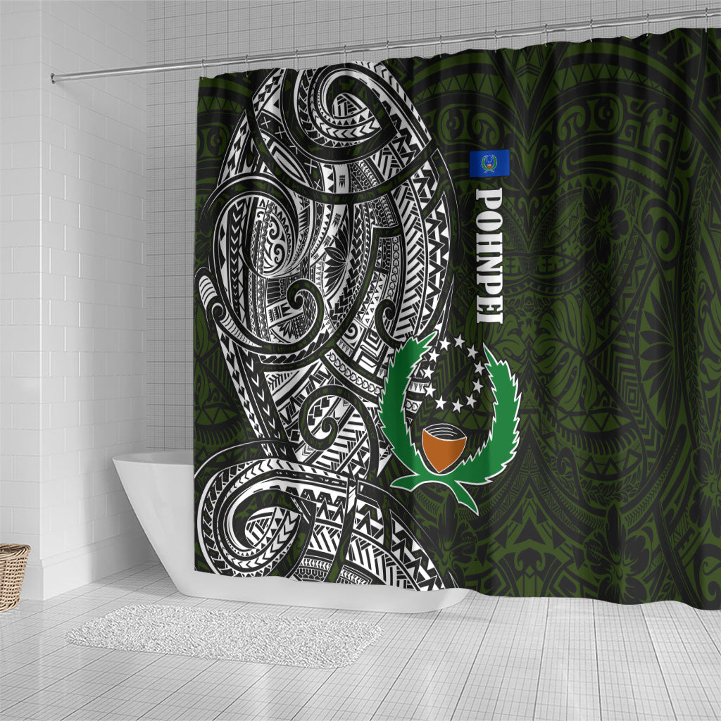 Pohnpei Federated States Of Micronesia Shower Curtain Polynesian Tribal Heritage Art With Kaselehlie State Seal