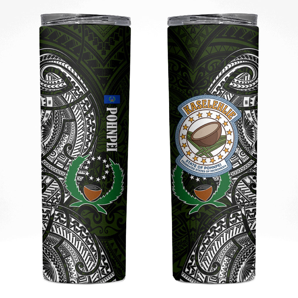 Pohnpei Federated States Of Micronesia Skinny Tumbler Polynesian Tribal Heritage Art With Kaselehlie State Seal