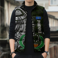Pohnpei Federated States Of Micronesia Sleeveless Puffer Jacket Polynesian Tribal Heritage Art With Kaselehlie State Seal