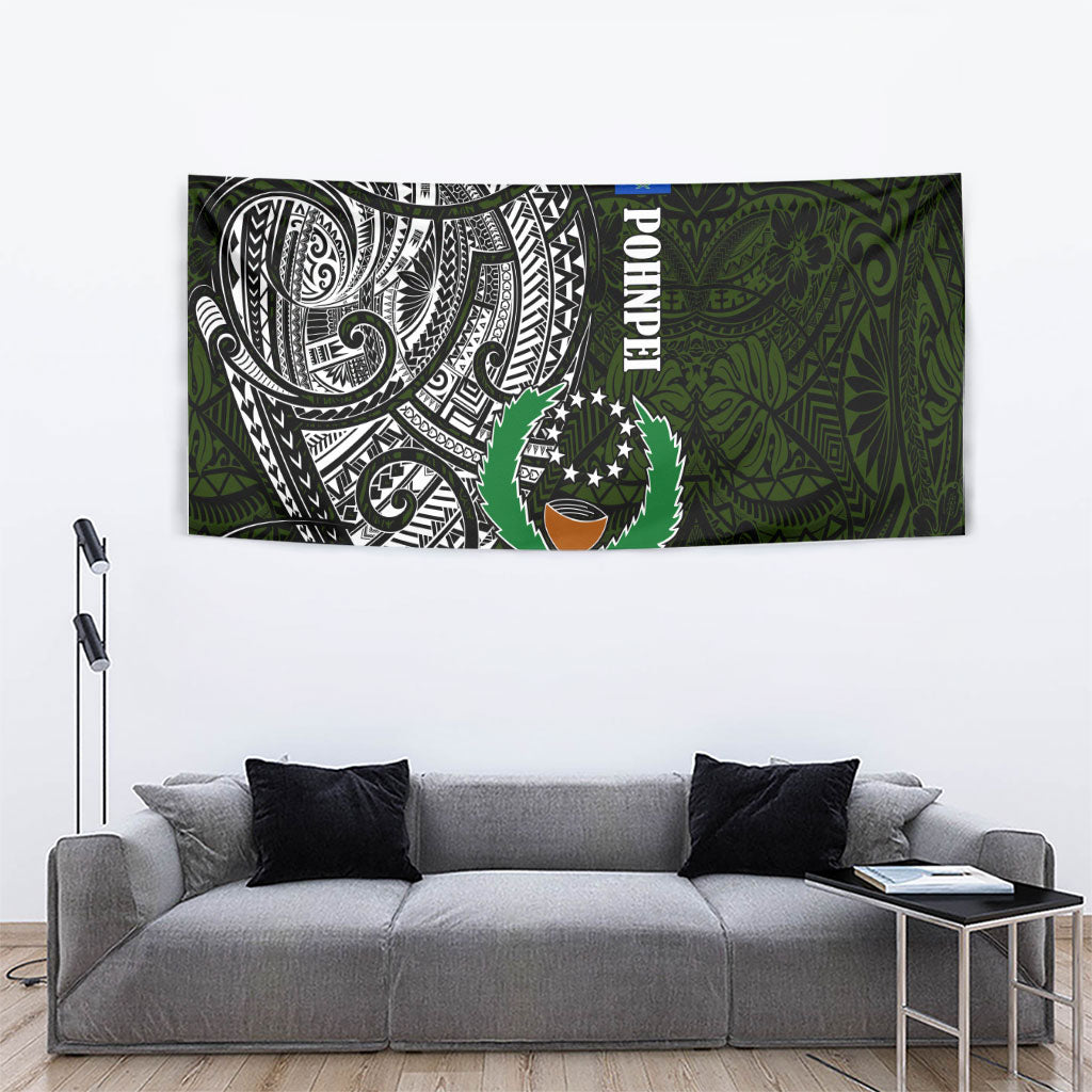 Pohnpei Federated States Of Micronesia Tapestry Polynesian Tribal Heritage Art With Kaselehlie State Seal