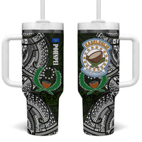 Pohnpei Federated States Of Micronesia Tumbler With Handle Polynesian Tribal Heritage Art With Kaselehlie State Seal