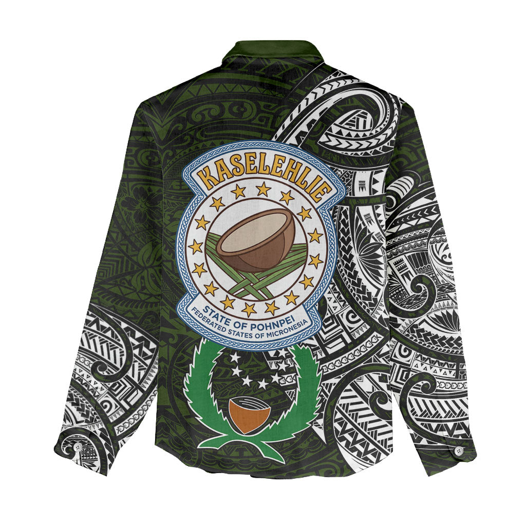 Pohnpei Federated States Of Micronesia Women Casual Shirt Polynesian Tribal Heritage Art With Kaselehlie State Seal