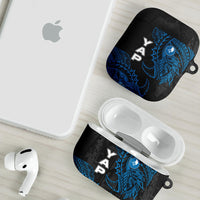 Yap Island Tribal Heritage AirPods Case Micronesian Polynesian Tattoo Pattern Blue Black Cultural Art