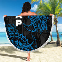 Yap Island Tribal Heritage Beach Blanket Micronesian Polynesian Tattoo Pattern Blue Black Cultural Art