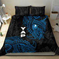 Yap Island Tribal Heritage Bedding Set Micronesian Polynesian Tattoo Pattern Blue Black Cultural Art