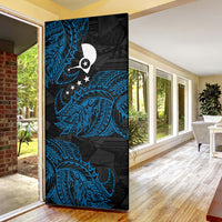 Yap Island Tribal Heritage Door Cover Micronesian Polynesian Tattoo Pattern Blue Black Cultural Art