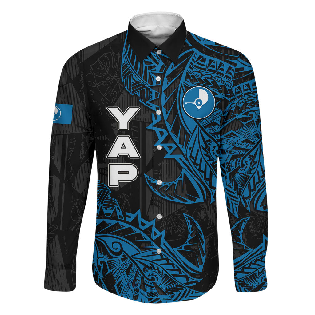 Yap Island Tribal Heritage Family Matching Mermaid Dress and Hawaiian Shirt Micronesian Polynesian Tattoo Pattern Blue Black Cultural Art