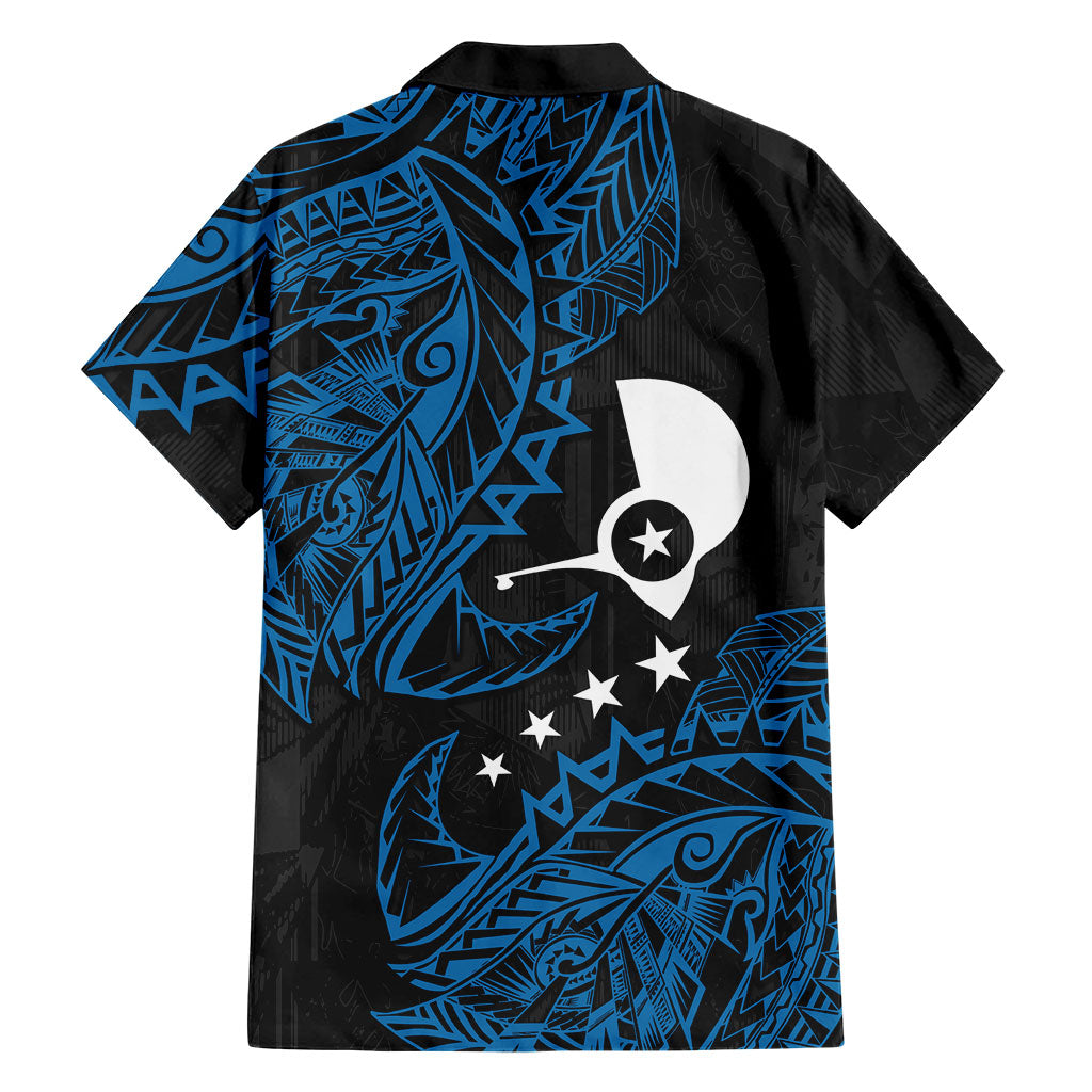 Yap Island Tribal Heritage Family Matching Puletasi and Hawaiian Shirt Micronesian Polynesian Tattoo Pattern Blue Black Cultural Art